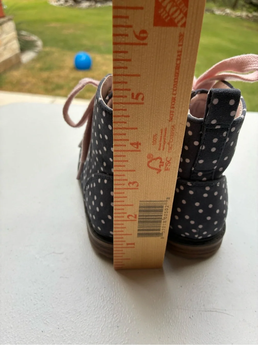 Cat & Jack Girls Polka Dot Ankle Boots Gray with Pink Laces Size 8